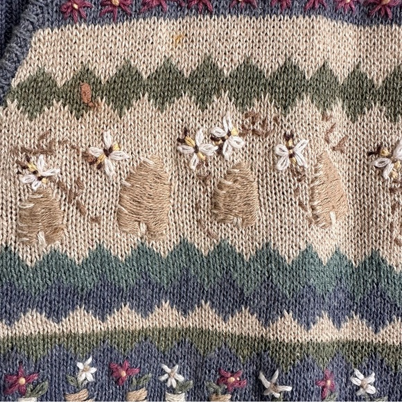 Woolrich Vintage Cottagecore Farm Beehive Spring Pastel Knit Sweater Vest XL - Picture 3 of 7